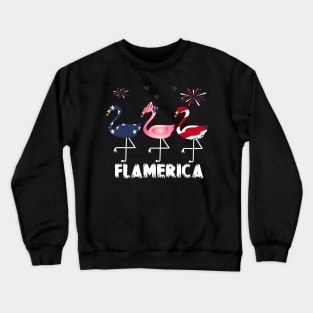 flamerica..4th of july flamingo lovers gift Crewneck Sweatshirt